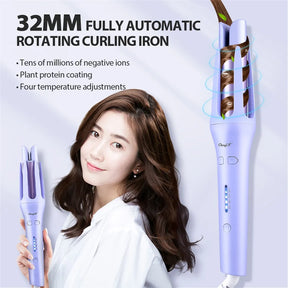 AUTOMATIC ROTATING HAIR CURLER